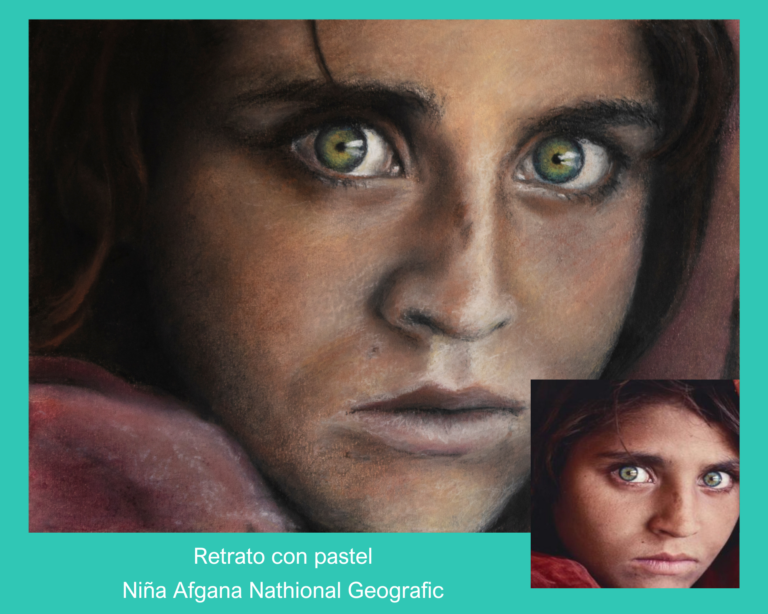 Retrato pastel nina afgana 1